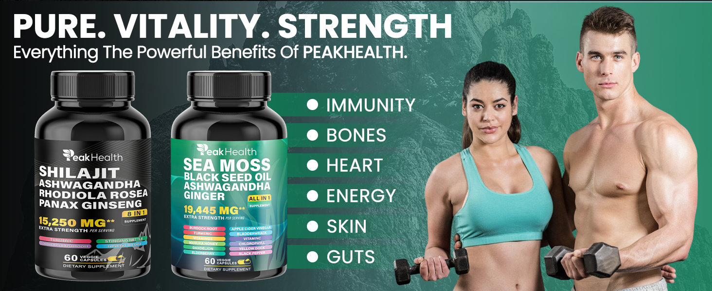 Shilajit Sea Moss Black Seed Oil Ashwagandha Capsules for Man Woman - Benefits, Research & Reviews 2026